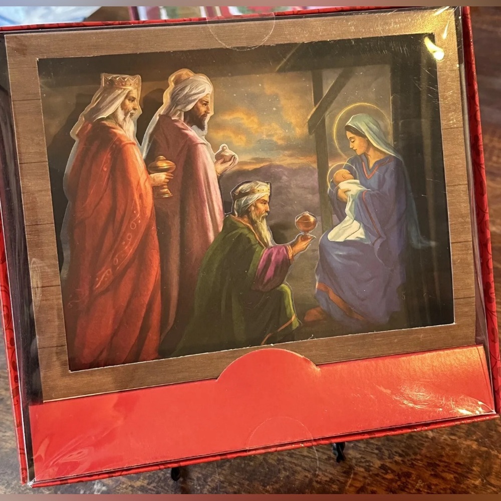 Holiday Style Pop-up Christmas Cards W/ Envelopes  3 Wise Men Baby Jesus 5 Count